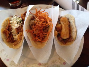 taco guild - from left, chicken, lamb, duck