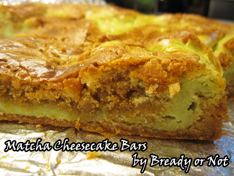 Bready or Not: Matcha Green Tea Cheesecake Bars 