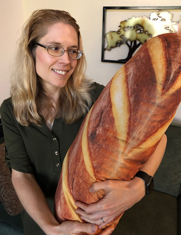 Beth with massive bread pillow